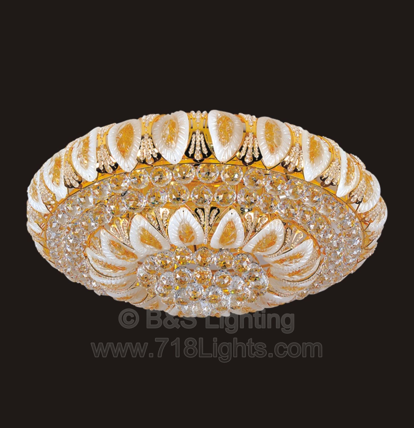 6685F-RND W32&#39;&#39;H12&#39;&#39; GOLD FLUSH MOUNT COLOR CHANGING WITH REMOTE (CB127)(FO311)(L20)