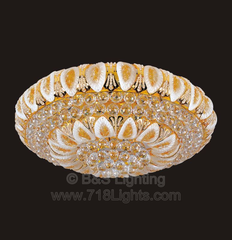 6685F-RND W32&#39;&#39;H12&#39;&#39; GOLD FLUSH MOUNT COLOR CHANGING WITH REMOTE (CB127)(FO311)(L20)