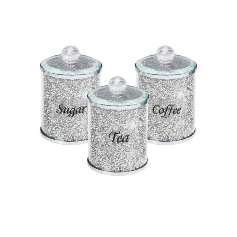 SUGAR JARS + TRAY - SILVER