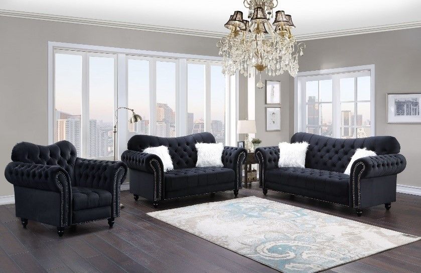 CAMELBACK SOFA   - BLACK