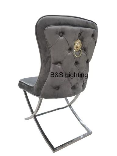 DC2001C 18 X 23 X 37 SILVER STAINLESS STEEL + FLANNELETTE DINING CHAIR