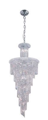 1040H30C 30 X 72 - CHROME SPIRAL HANGING CHANDELIER