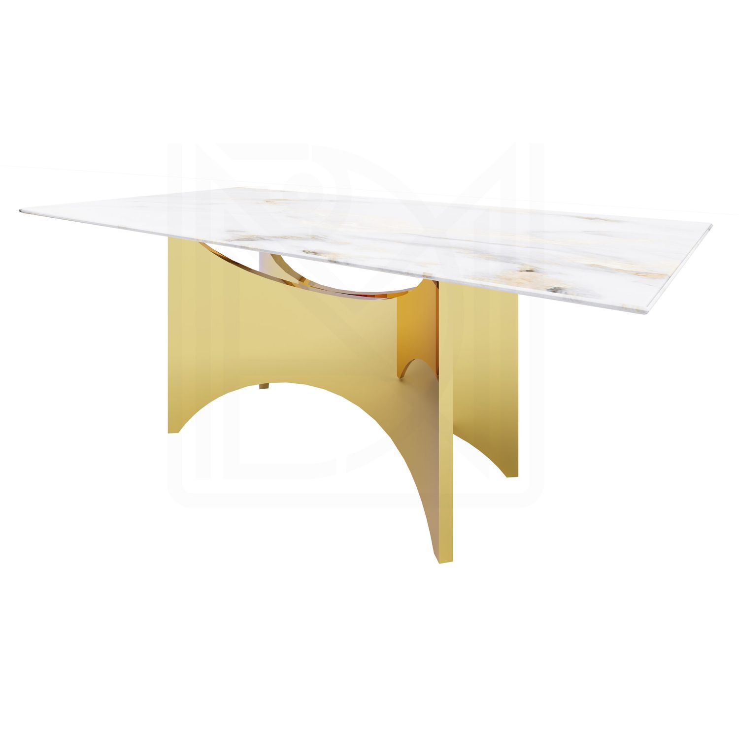 CT2002G 51 X 27 X 16 GOLD STAINLESS STEEL + MARBLE COFFEE TABLE