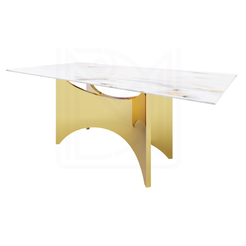 CT2002G 51 X 27 X 16 GOLD STAINLESS STEEL + MARBLE COFFEE TABLE