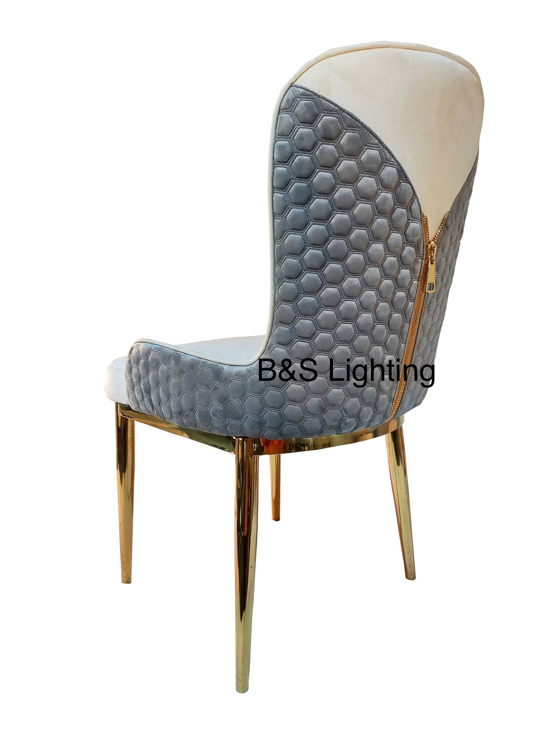 DC2002G - 17 X 17 X 37 GOLD STAINLESS STEEL + FLANNELETTE DINING CHAIR