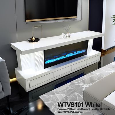 WTVS101 - WHITE TV STAND FIREPLACE