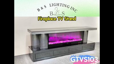 GTVS103 GREY TV STAND FIREPLACE