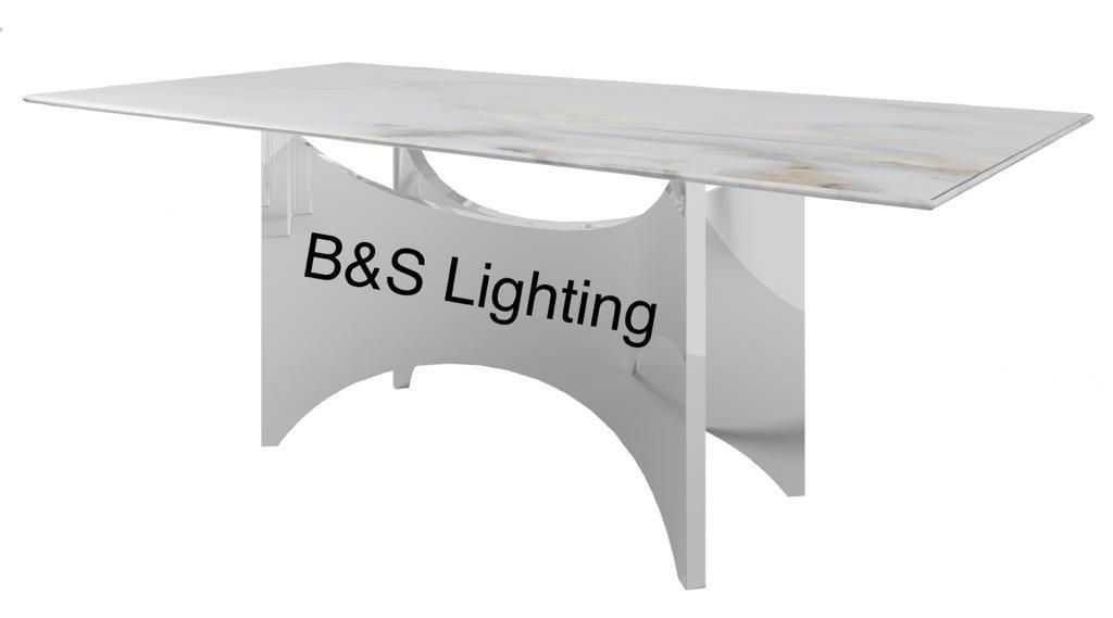 CT2002C 51 X 27 X 16 CHROME STAINLESS STEEL + MARBLE COFFEE TABLE