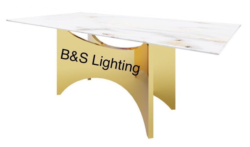 DT2002G - 78 X 39 X 29 - GOLD STAINLESS STEEL + MARBLE DINING TABLE