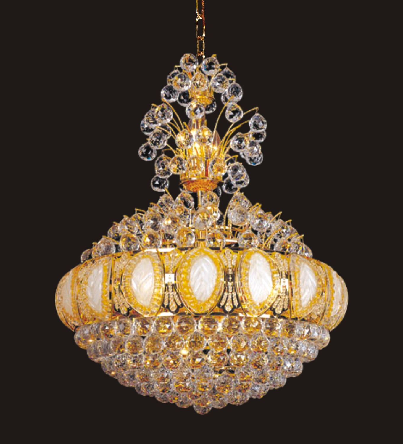 6685HS32C W32&#39;X&#39;H32&#39;&#39; CHROME SPIKE TOP CHANDELIER (CB)(FO418)(L27)