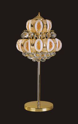 6685T-W16''H27'' GOLD TABLE LAMP MURANO STYLE SIDE CRYSTAL (CB53)