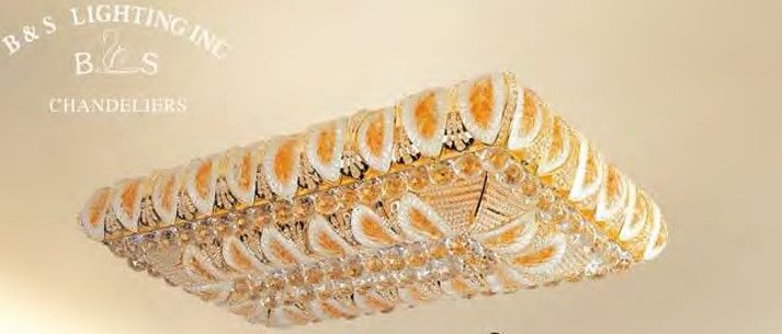 6685F-SQ 22X36 GOLD SQUARE LED COLOR CHANGING REMOTE CONTROL CHANDELIER (CB90)(FO403)