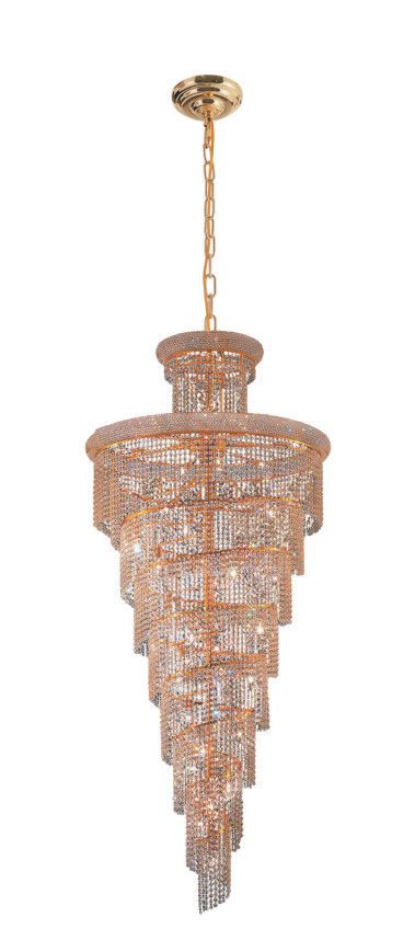 1040H36G 36 X 86 - GOLD SPIRAL HANGING CHANDELIER