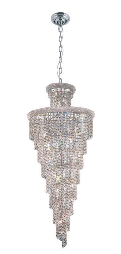 1040H36C 36 X 86 - CHROME SPIRAL HANGING CHANDELIER