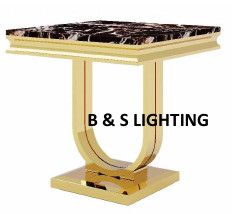 ET2001G 20 X 20 21.2  - GOLD STAINLESS STEEL + MARBLE  END TABLE