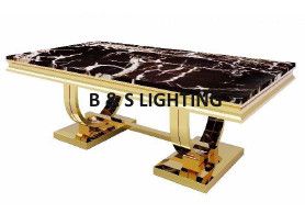 CT2001G 52 X 28 X 17.2 - GOLD STAINLESS STEEL + MARBLE  COFFEE TABLE
