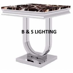 ET2001C 20 X 20 21.2  - SILVER STAINLESS STEEL + MARBLE  END TABLE