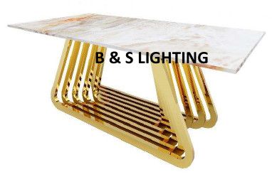 DT2005G 80 X 40 X 30  - GOLD STAINLESS STEEL + MARBLE  DINING TABLE