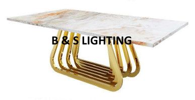 CT2005G 52 X 28 X 17.2 GOLD STAINLESS STEEL + MARBLE COFFEE TABLE