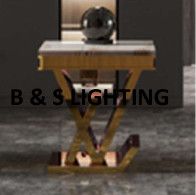 ET2000G 20 X 20 X 21.2  - GOLD STAINLESS STEEL + MARBLE END TABLE