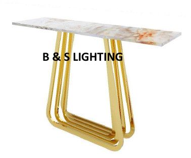 CN2005G 52 X 16 X 32 GOLD STAINLESS STEEL + MARBLE CONSOLE TABLE