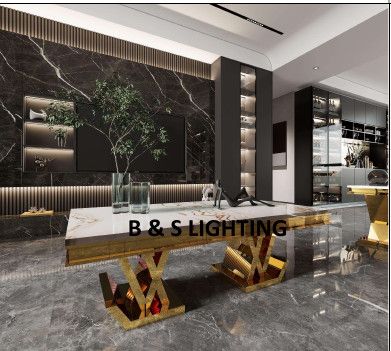 DT2000G 80 X 40 X 30  - GOLD STAINLESS STEEL + MARBLE  DINING TABLE
