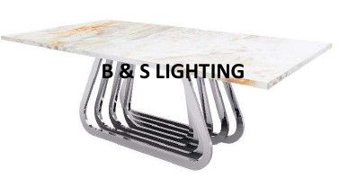 CT2005C 52 X 28 X 17.2 SILVER STAINLESS STEEL + MARBLE COFFEE TABLE