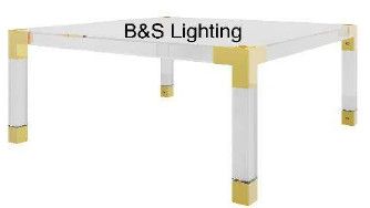 CT3001G  39 X 39 X 16 GOLD ACRYLIC + STAINLESS STEEL + GLASS COFFEE TABLE