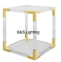 ET3001G 19 X 19 X 20  GOLD ACRYLIC + STAINLESS STEEL + GLASS  END TABLE
