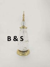 DECO11 5 X 5 X 17 IRON + CERAMIC CANDLE HOLDER