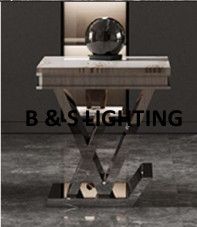 ET2000C 20 X 20 X 21.2  - SILVER STAINLESS STEEL + MARBLE END TABLE