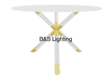 DT3001G  51 X 29 GOLD ACRYLIC + STAINLESS STEEL + GLASS ROUND DINING TABLE