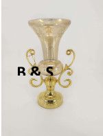 DECO4 9 X 7 X 15 IRON + GLASS CANDLE HOLDER