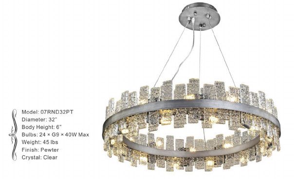 07RND32PT 32&quot; X 6&quot; COSMO PEWTER ROUND