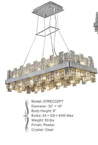 07REC32PT 32” X 18” COSMO PEWTER RECTANGULAR