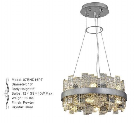 07RND16PT 16&quot; X 6&quot; COSMO PEWTER ROUND