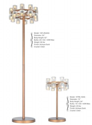14FLR24AG 24&quot; X 52&quot; KYOTO ANTIQUE GOLD FLOOR LAMP