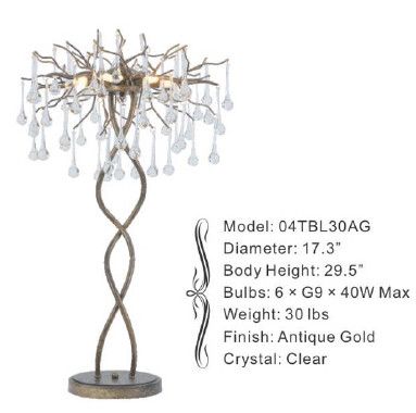 04TBL30AG 17.3&quot; X 29.5&quot; ULURU ANTIQUE GOLD TABLE LAMP