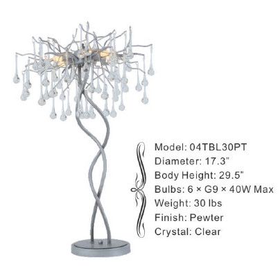 04TBL30PT 17.3&quot; X 29.5&quot; ULURU PEWTER TABLE LAMP