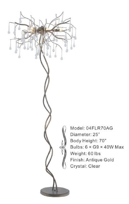 04FLR70AG 25&quot; X 70&quot; ULURU ANTIQUE GOLD FLOOR LAMP