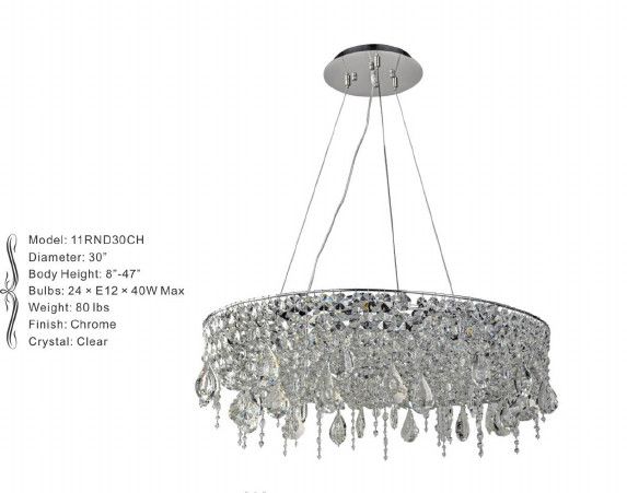 11RND30CH 30&quot; X 8&quot; ARTIC ICE CHROME ROUND