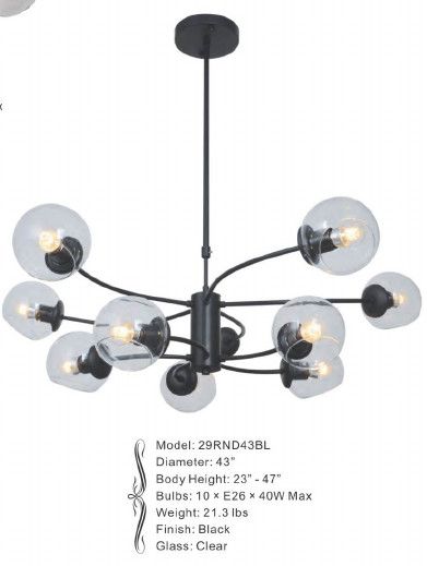 29RND43BL 43&quot; X 23&quot; SHINE BLACK ROUND