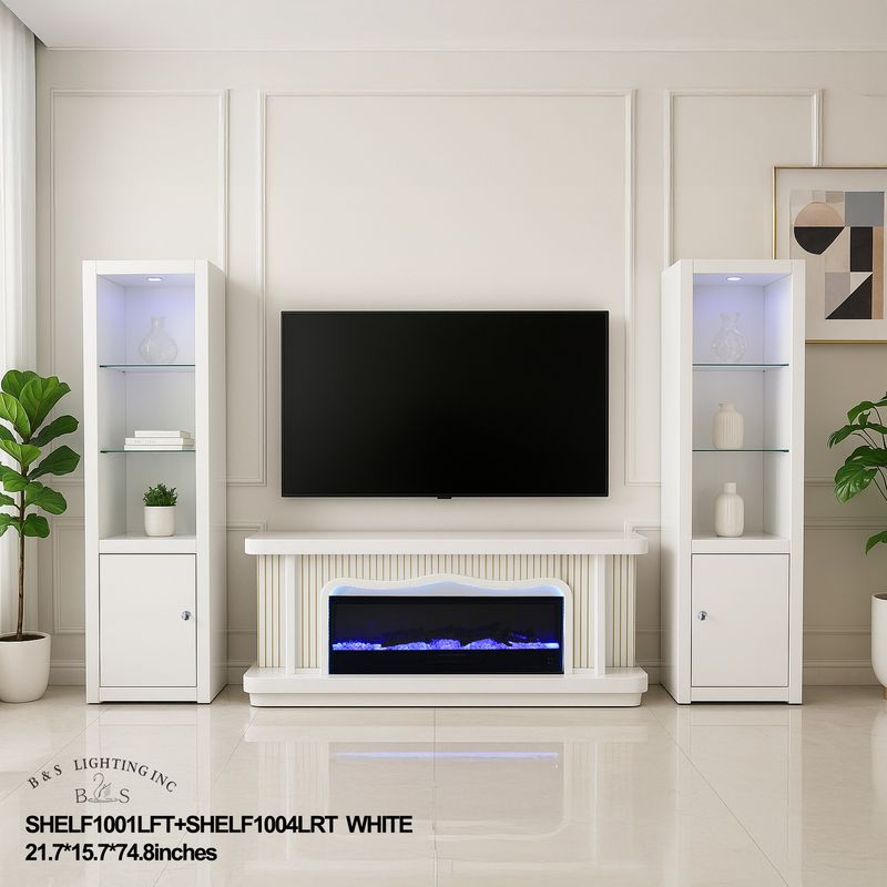 SHELF1001LFT – Display Shelves with Fireplace TV Stand 21.7&quot;×15.7&quot;×74.8&quot;