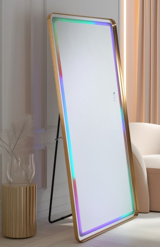 FLMR1005 FLOOR MIRROR GOLD LED/BLUETOOTH/SPEAKER 30&quot;X70&quot;X2&quot;