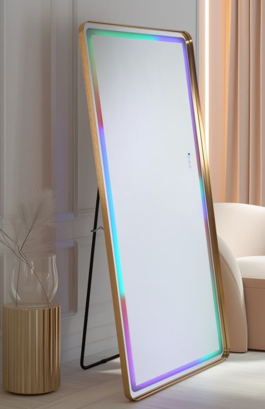 FLMR1005 FLOOR MIRROR GOLD LED/BLUETOOTH/SPEAKER 30"X70"X2"