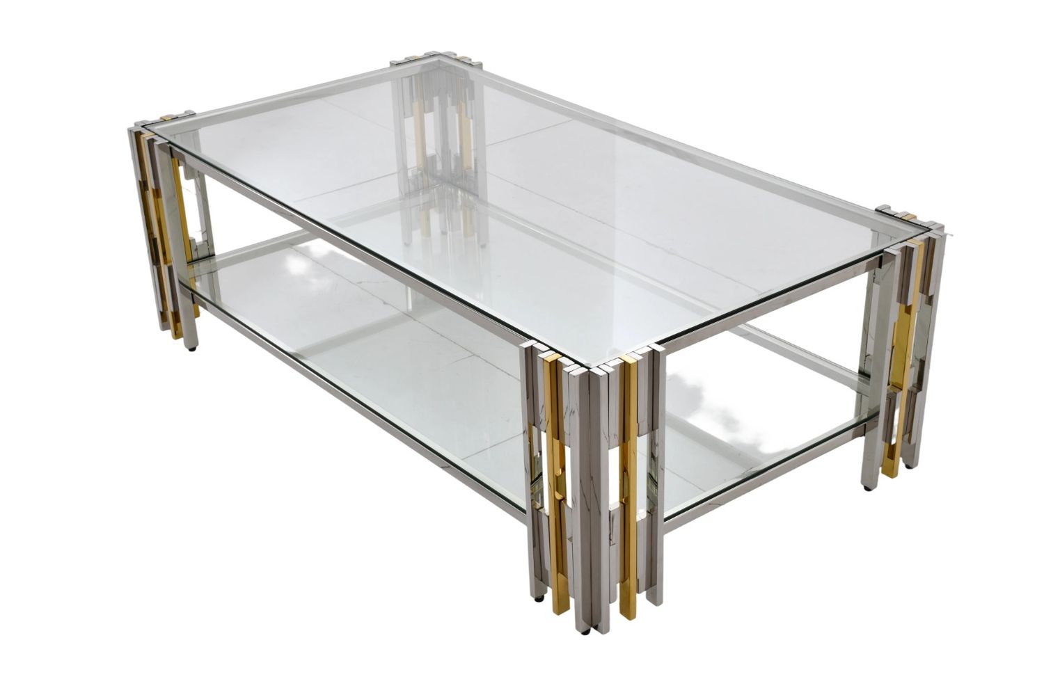 CT2011G 51 X 27 X 16 STAINLESS STEEL + GLASS COFFEE TABLE