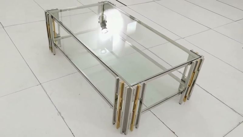 CT2011G 51 X 27 X 16 STAINLESS STEEL + GLASS COFFEE TABLE