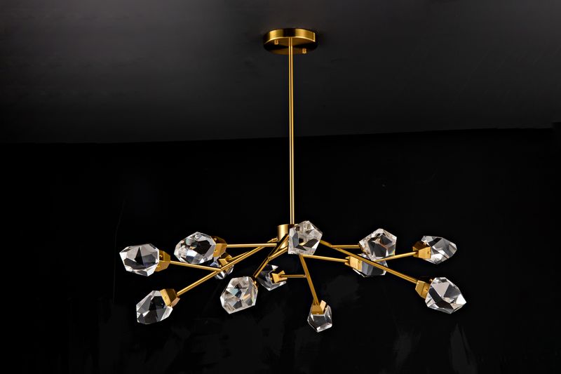 1101RND35AG 35"X18" MODERN GLASS DROP (12 CRYSTAL DROP)