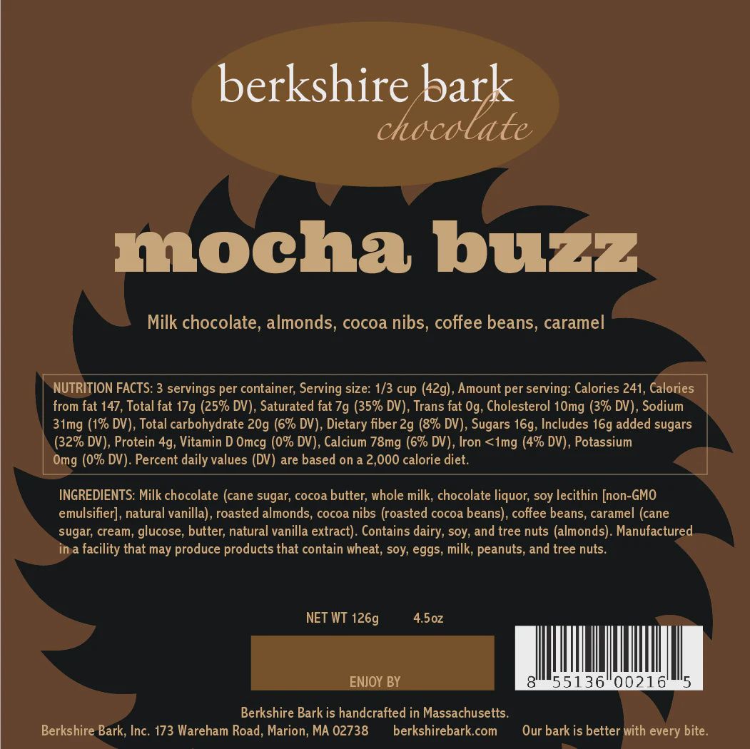 4.5oz Berkshire Bark "Mocha Buzz"