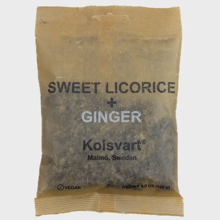 4.2oz Kolsvart "Sweet Licorice &amp; Ginger" Gummy Fish Candy
